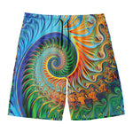 Trippy Fractal Print Men's Swim Trunks
