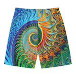 Trippy Fractal Print Men's Swim Trunks