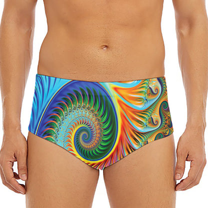 Trippy Fractal Print Men's Triangle Swim Briefs