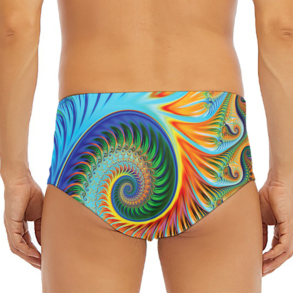 Trippy Fractal Print Men's Triangle Swim Briefs