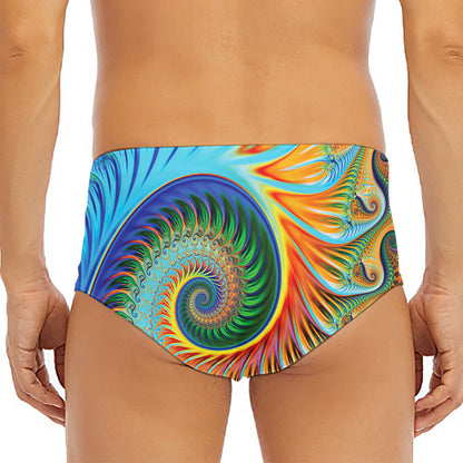 Trippy Fractal Print Men's Triangle Swim Briefs