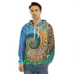 Trippy Fractal Print Men's Velvet Pullover Hoodie