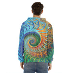Trippy Fractal Print Men's Velvet Pullover Hoodie
