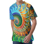Trippy Fractal Print Men's Velvet T-Shirt