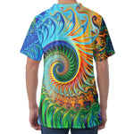 Trippy Fractal Print Men's Velvet T-Shirt