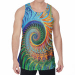 Trippy Fractal Print Men's Velvet Tank Top