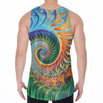 Trippy Fractal Print Men's Velvet Tank Top