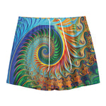 Trippy Fractal Print Mesh Shorts