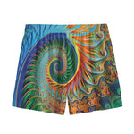 Trippy Fractal Print Mesh Shorts