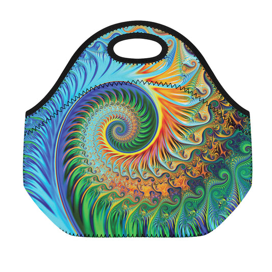 Trippy Fractal Print Neoprene Lunch Bag
