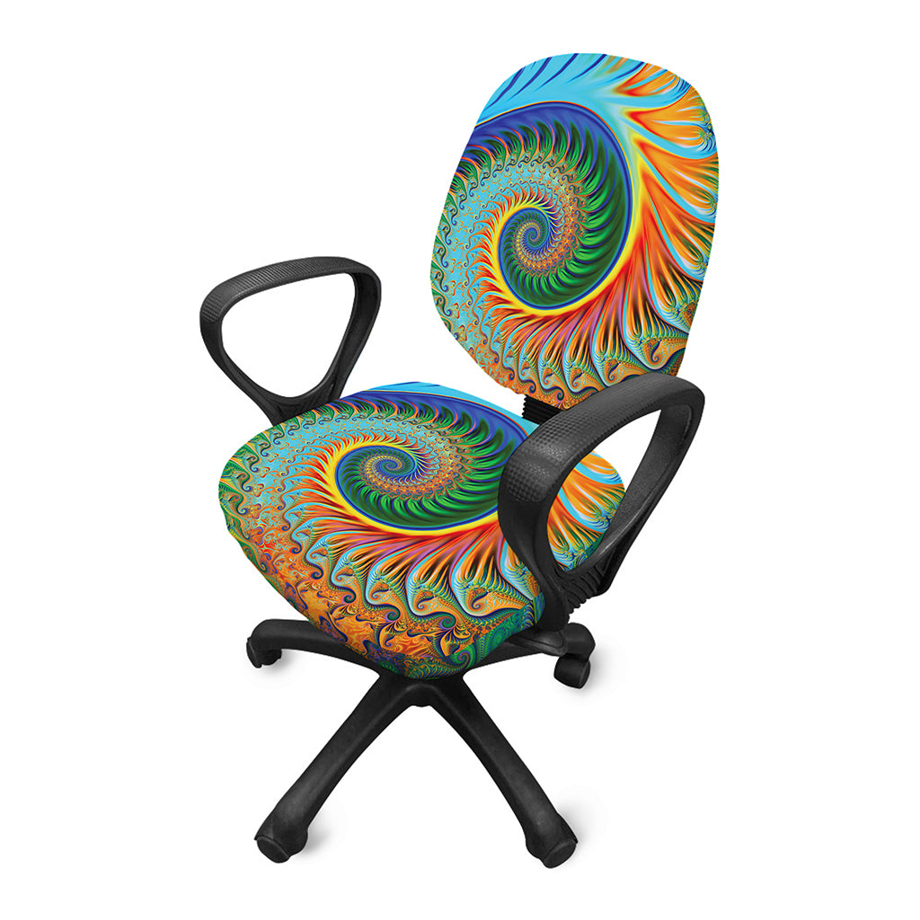 Trippy Fractal Print Office Chair Cover
