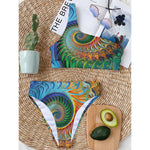 Trippy Fractal Print One Shoulder Bikini Top
