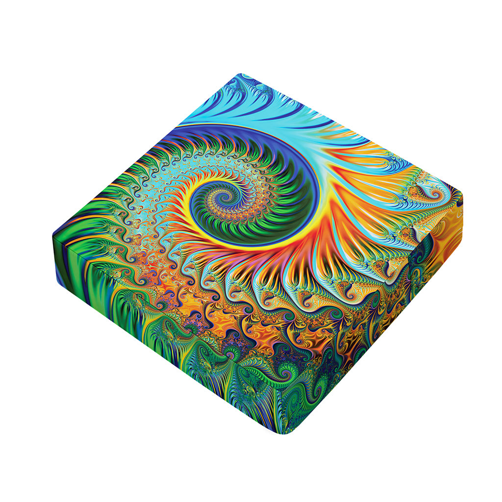 Trippy Fractal Print Outdoor Seat Cushion Cover