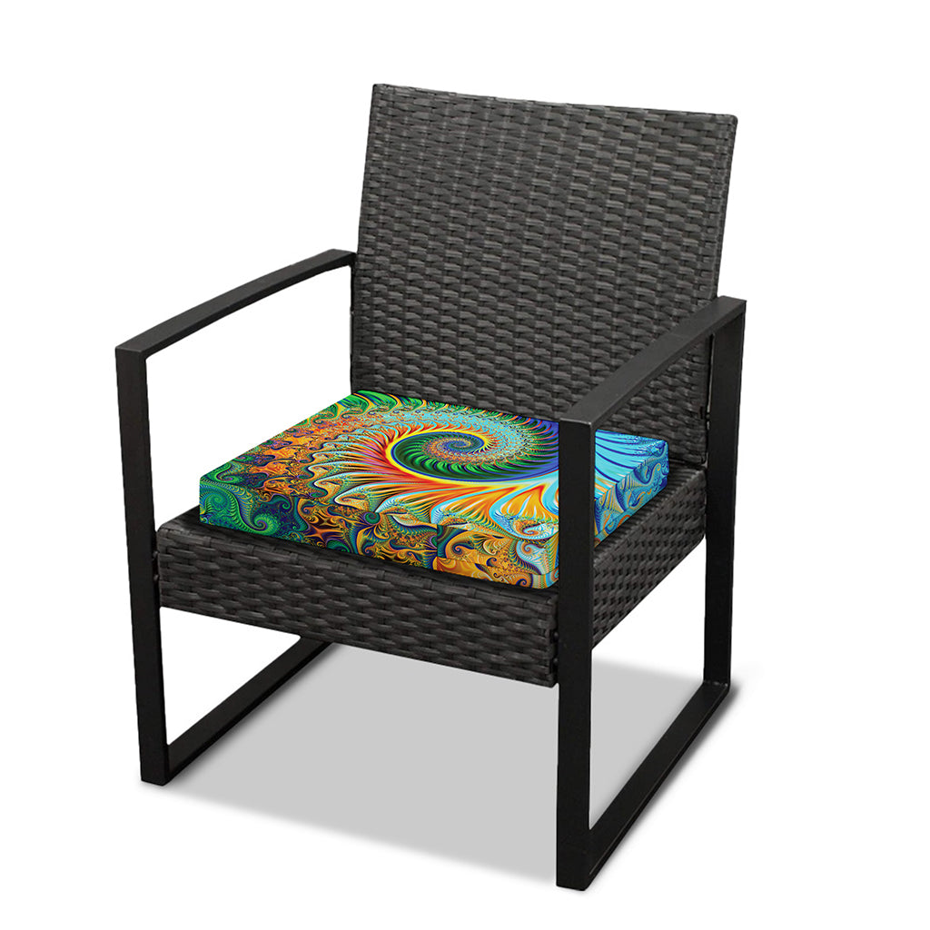 Trippy Fractal Print Outdoor Seat Cushion Cover