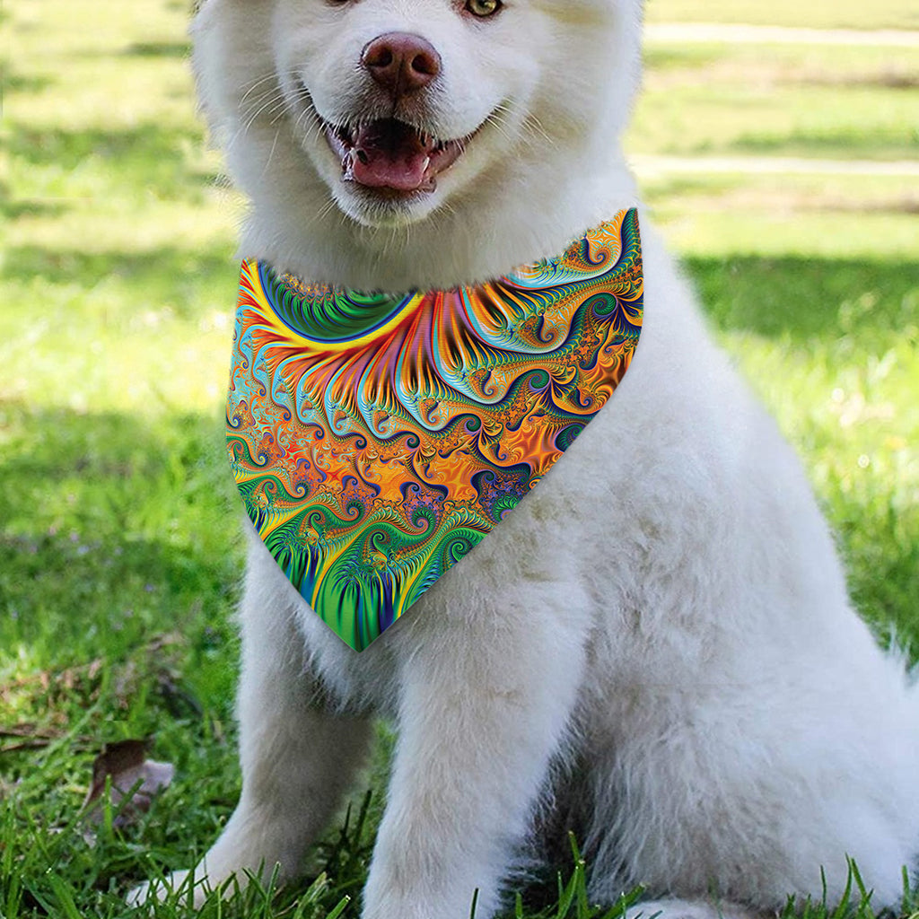 Trippy Fractal Print Over The Collar Dog Bandana