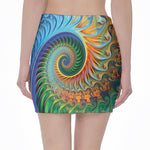 Trippy Fractal Print Pencil Mini Skirt