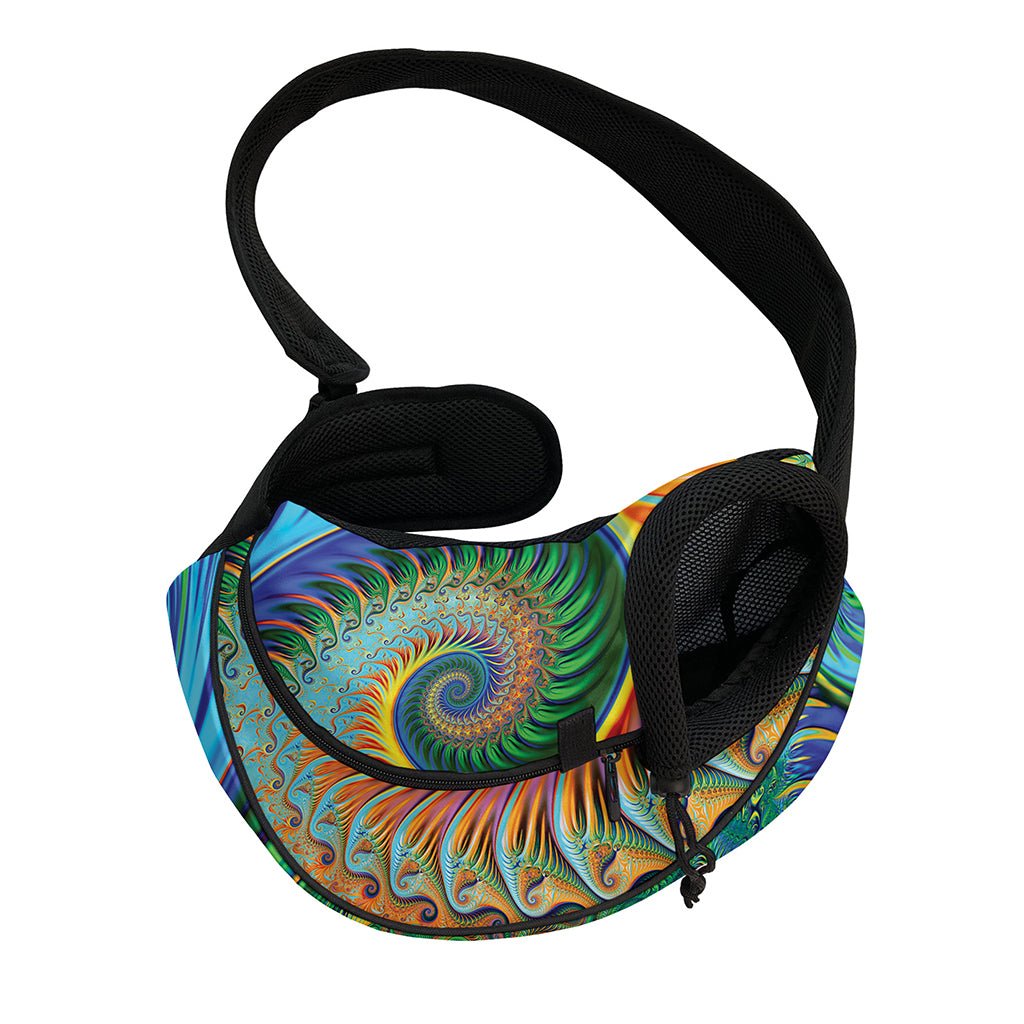Trippy Fractal Print Pet Sling Carrier