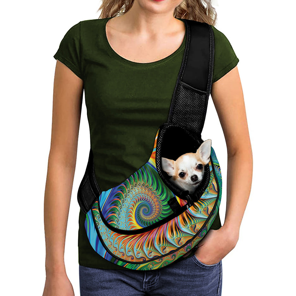 Trippy Fractal Print Pet Sling Carrier