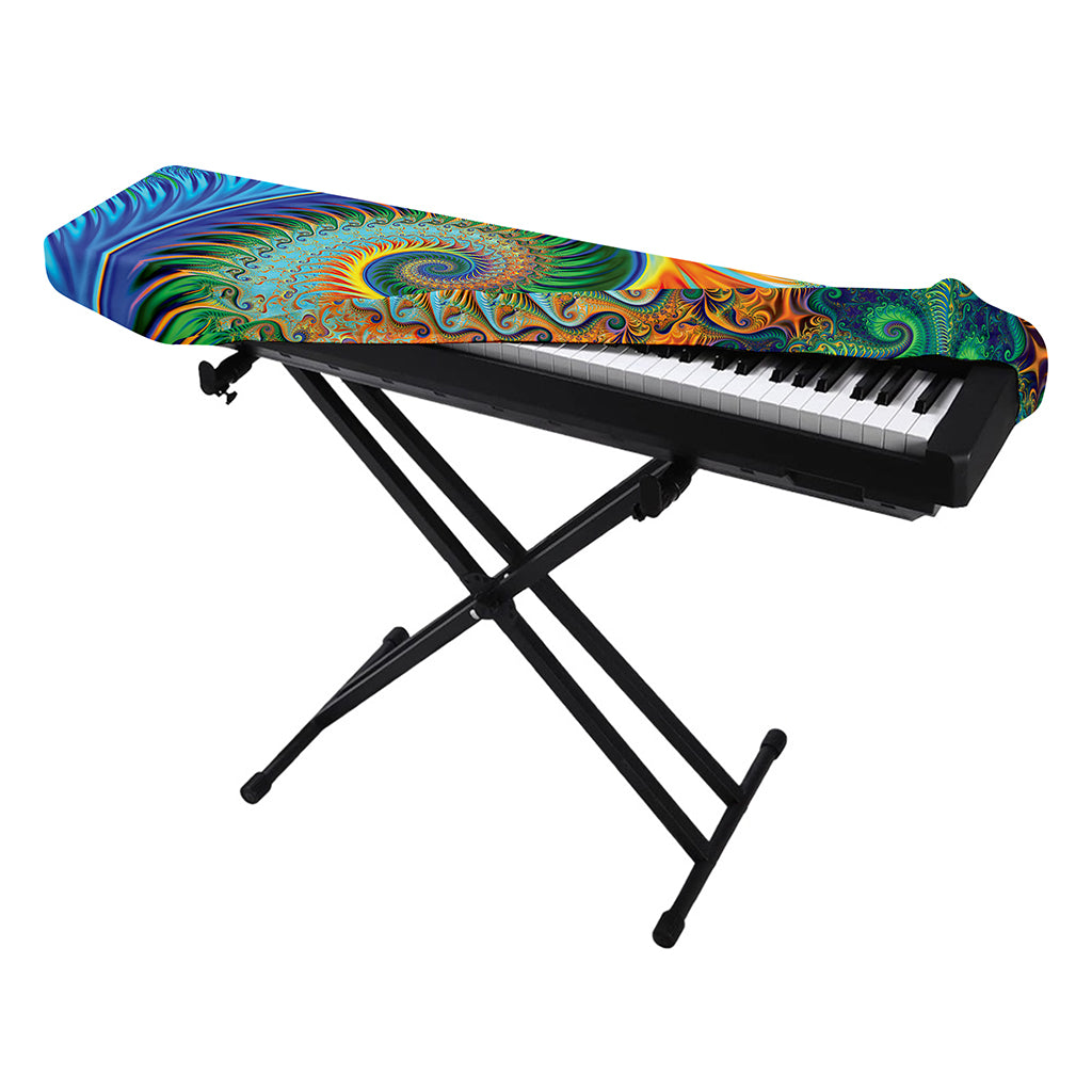 Trippy Fractal Print Piano Keyboard Cover