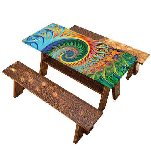 Trippy Fractal Print Picnic Table Cover