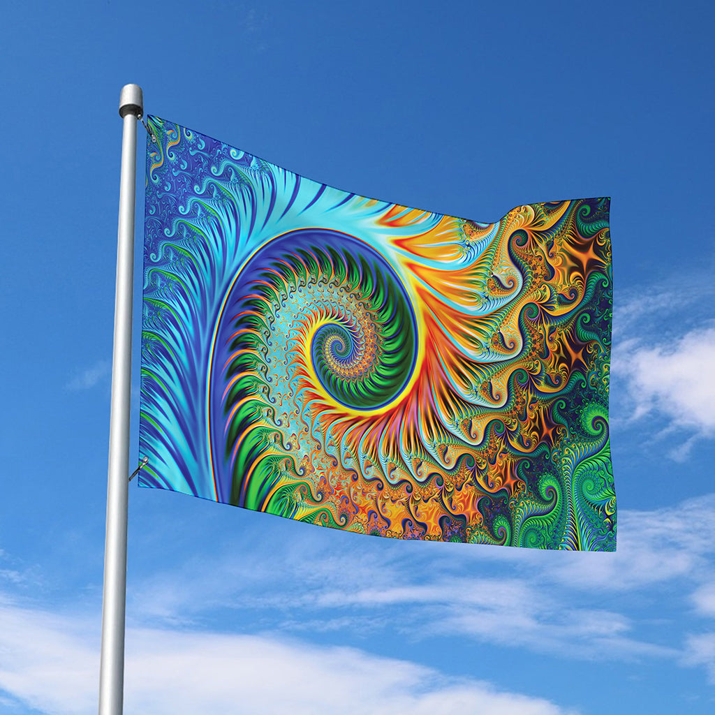 Trippy Fractal Print Polyester Flag