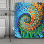 Trippy Fractal Print Polyester Shower Curtain