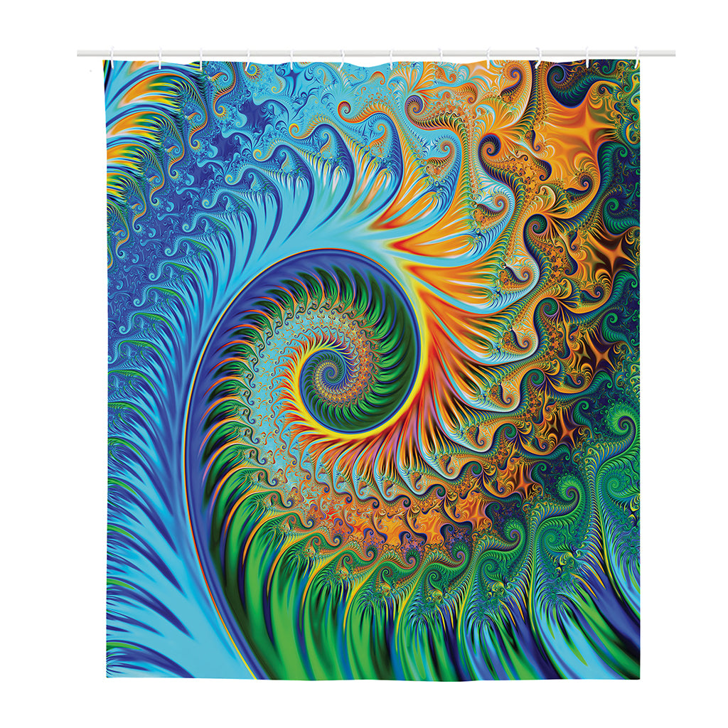 Trippy Fractal Print Polyester Shower Curtain
