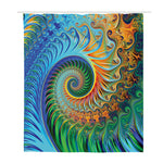 Trippy Fractal Print Polyester Shower Curtain