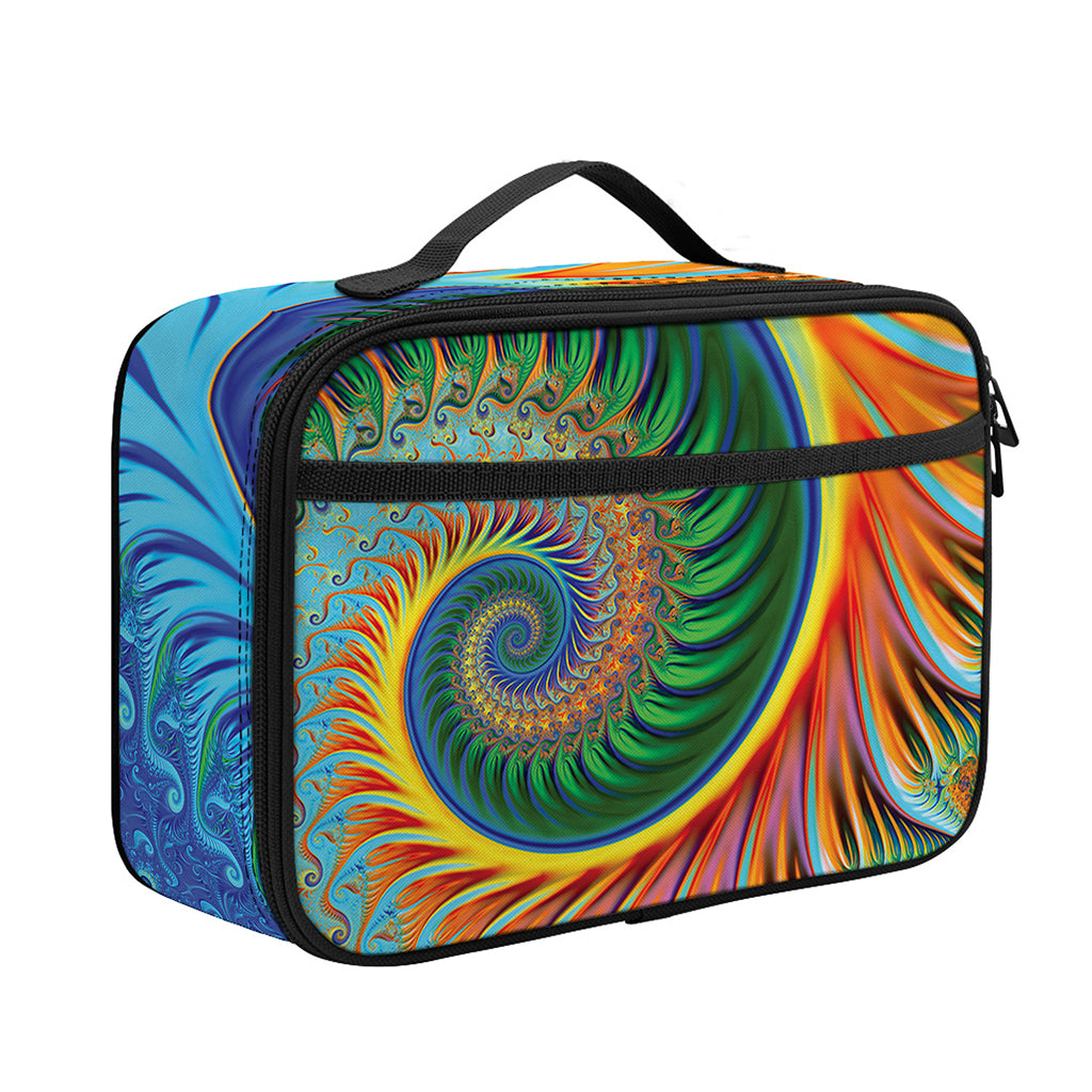 Trippy Fractal Print Portable Lunch Bag