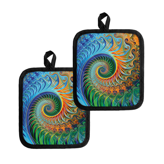 Trippy Fractal Print Pot Holders