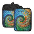 Trippy Fractal Print Pot Holders With Pocket