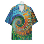 Trippy Fractal Print Rayon Hawaiian Shirt