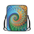 Trippy Fractal Print Rectangular Crossbody Bag