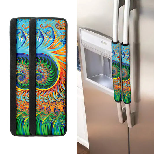 Trippy Fractal Print Refrigerator Handle Covers