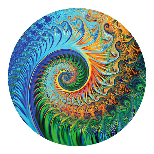 Trippy Fractal Print Round Blanket