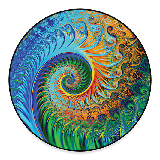 Trippy Fractal Print Round Floor Mat