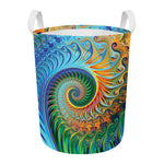Trippy Fractal Print Round Laundry Basket