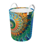 Trippy Fractal Print Round Laundry Basket