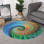 Trippy Fractal Print Round Rug