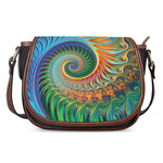 Trippy Fractal Print Saddle Bag