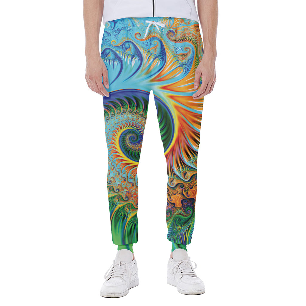 Trippy Fractal Print Scuba Joggers