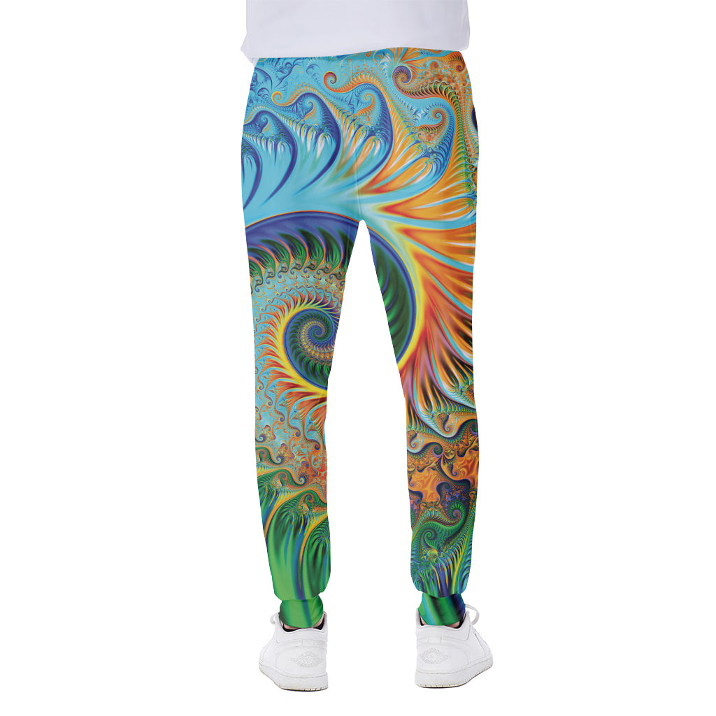 Trippy Fractal Print Scuba Joggers