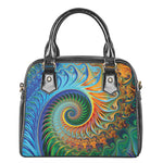 Trippy Fractal Print Shoulder Handbag