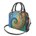 Trippy Fractal Print Shoulder Handbag