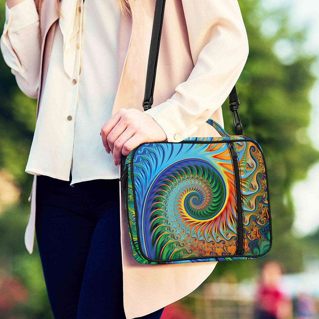 Trippy Fractal Print Shoulder Strap Bible Bag