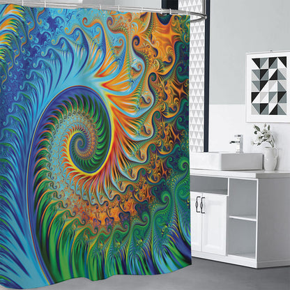 Trippy Fractal Print Shower Curtain