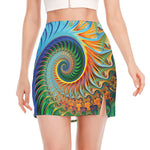 Trippy Fractal Print Side Slit Mini Skirt