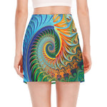 Trippy Fractal Print Side Slit Mini Skirt