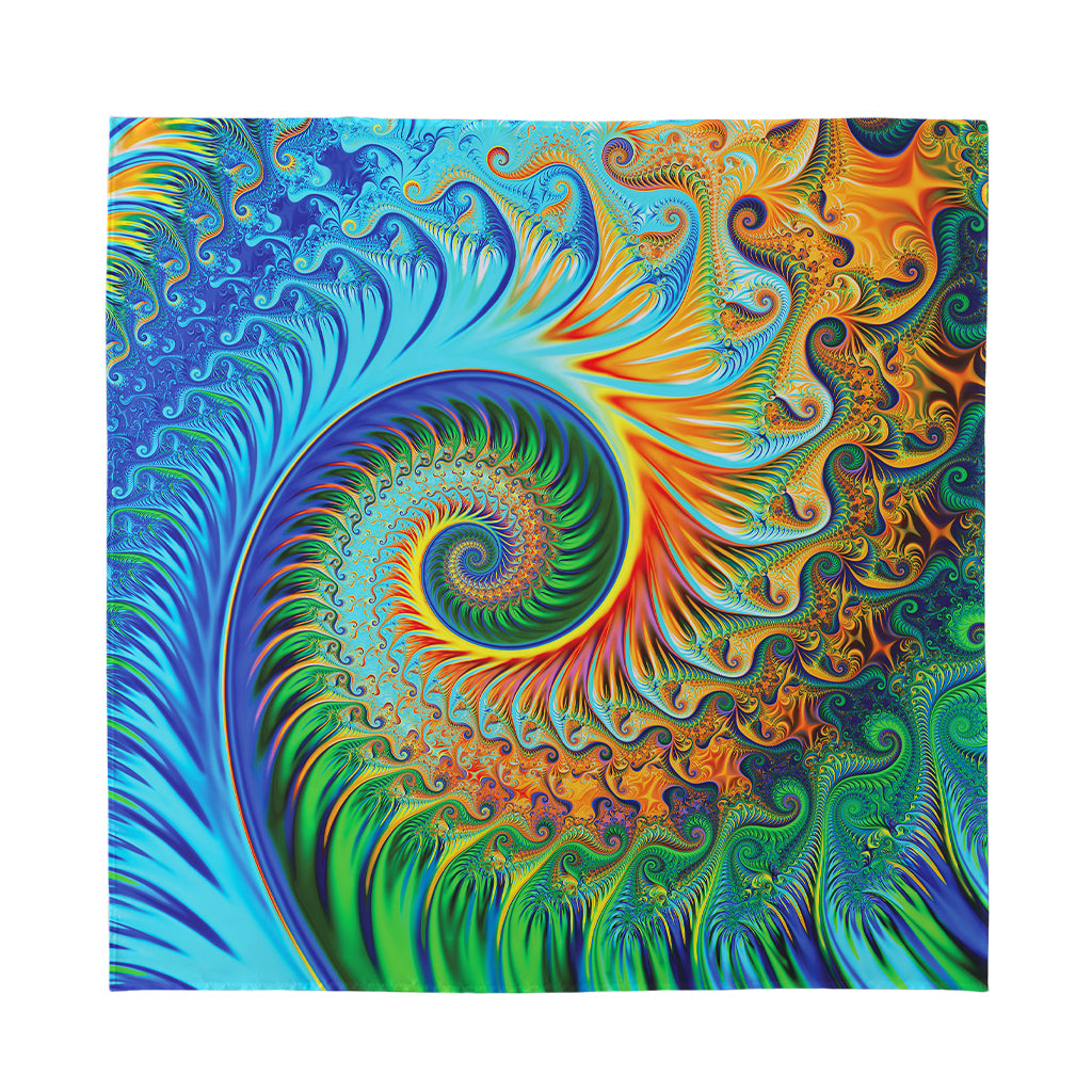Trippy Fractal Print Silk Bandana