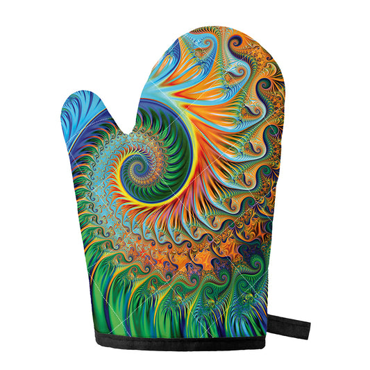 Trippy Fractal Print Single Oven Mitt